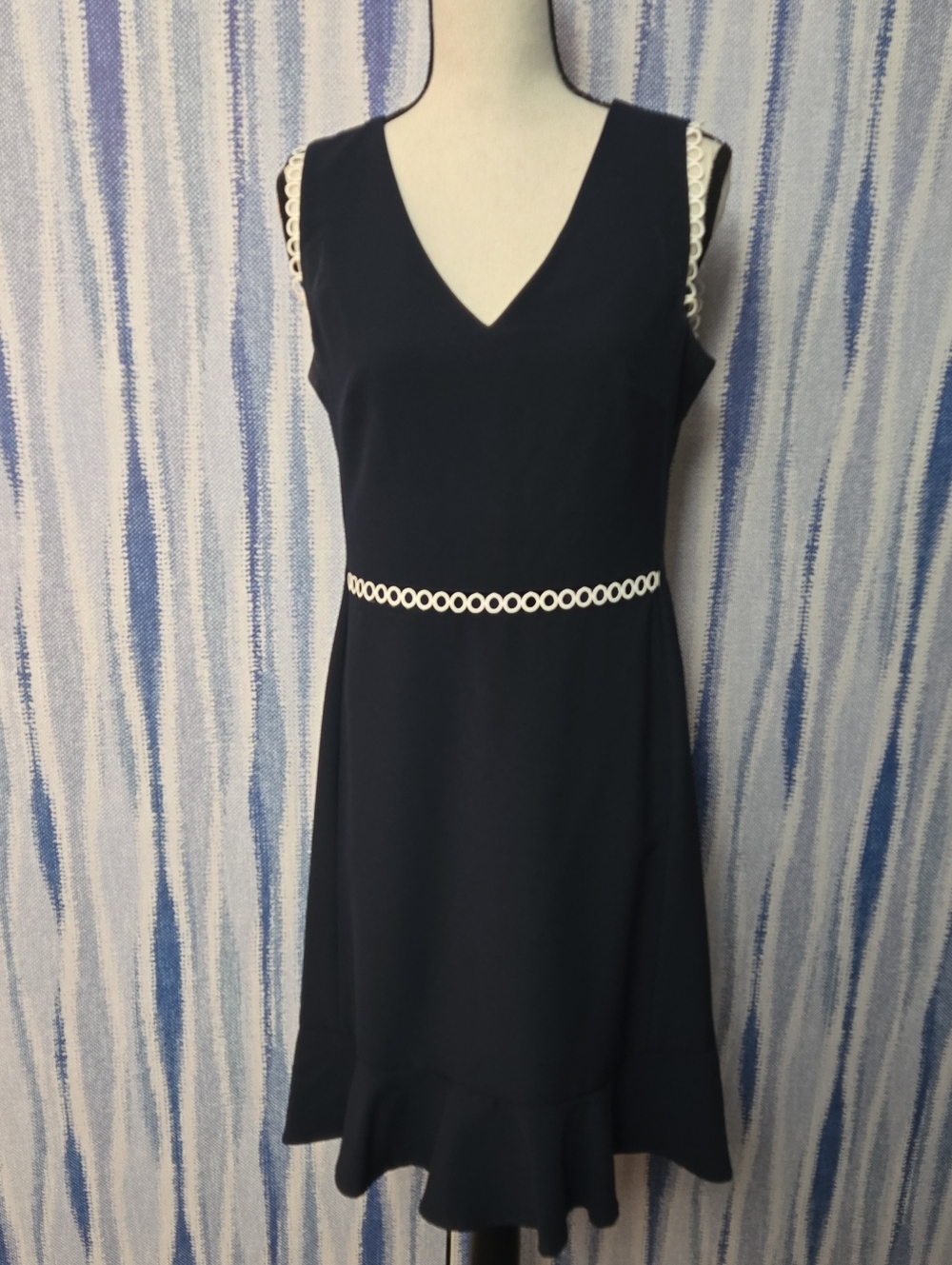 Karl Lagerfeld Navy Dress with White Trim